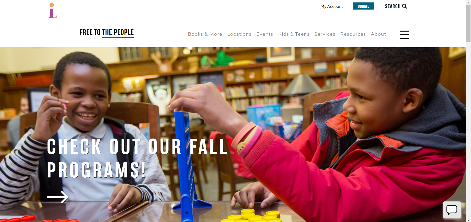 Carnegie Library Website Front Page